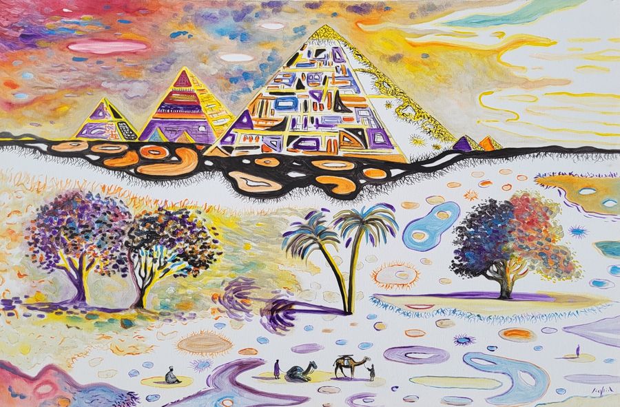 Les Pyramides - Huile sur toile - 75x115