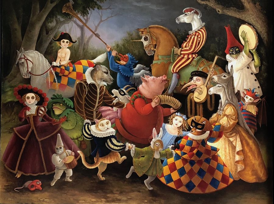 Carnaval des animaux - Huile sur panneau marouflé - 73x60 cm(20 figure)