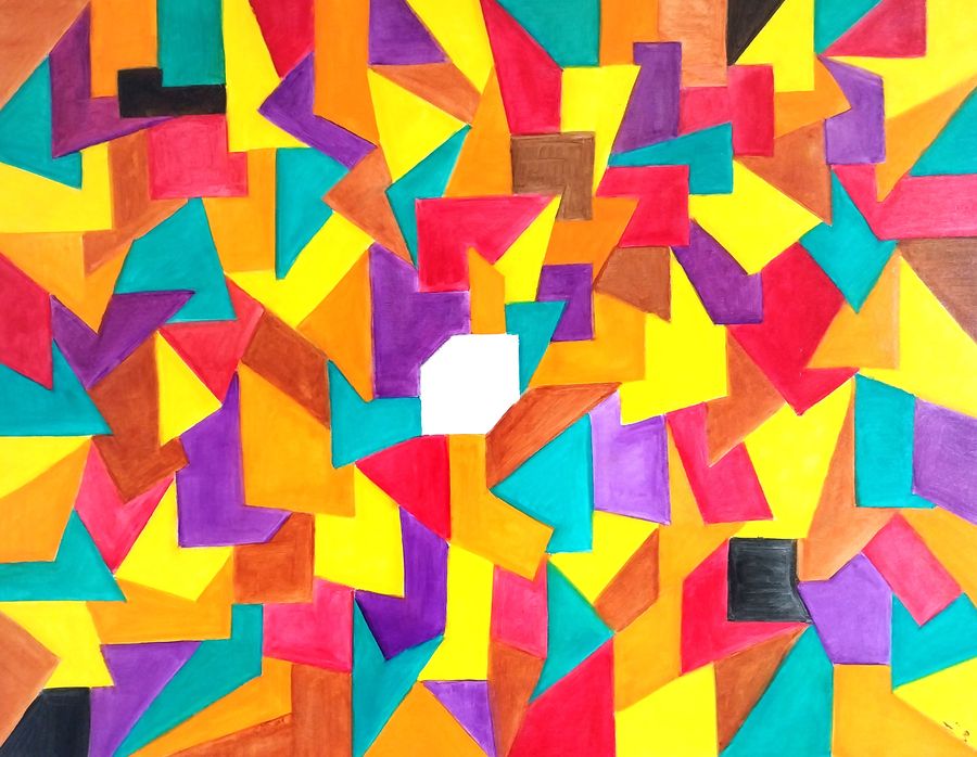 Cube 90 cm – 70 cm non encadré peinture à l huile Cube 90 cm - 70 cm non encadré peinture à l huile