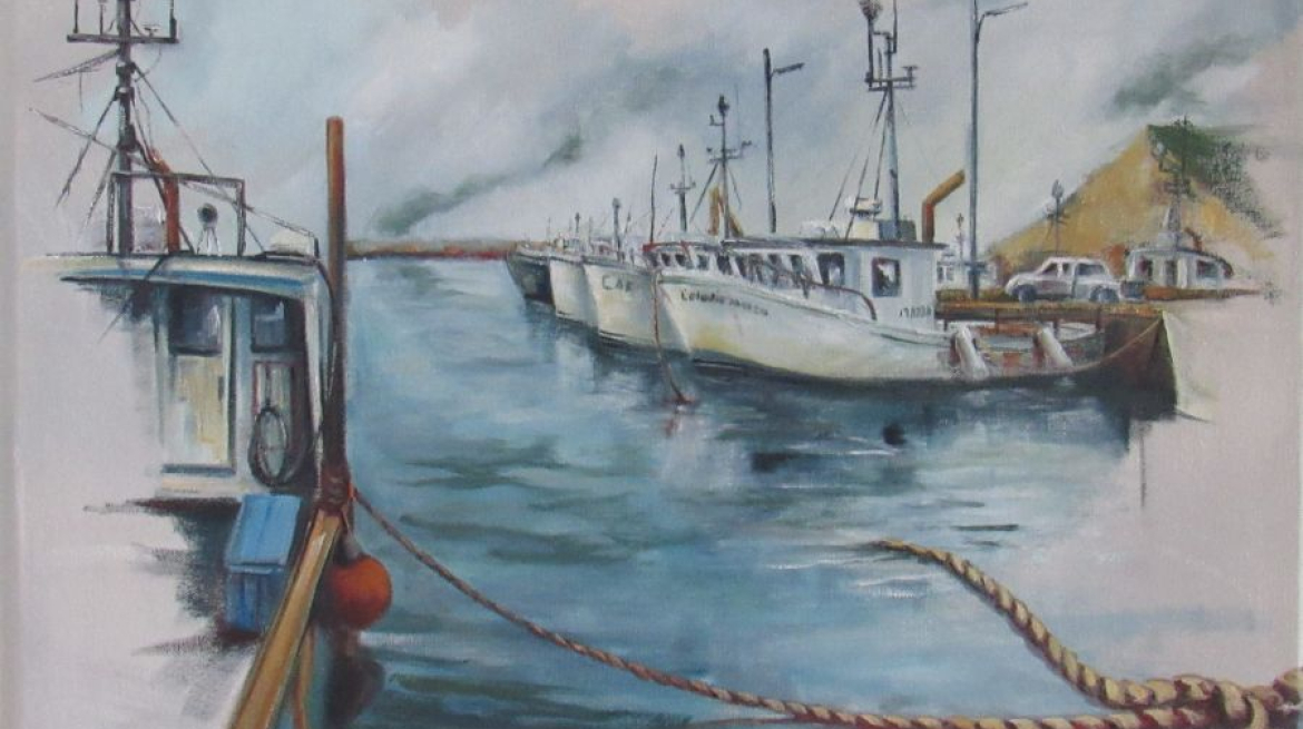 Au quai - 2023-huile- 51x61cm