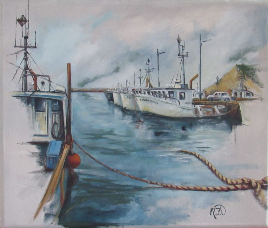 Au quai - 2023-huile- 51x61cm