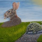 Le lièvre et la tortue 40 x 51 cm (16 x 20 po)